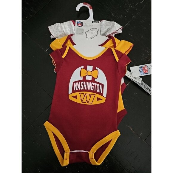 NFL Washington Commanders Baby Girl 3 Piece Onsie Set New With Tags - Picture 2 of 4